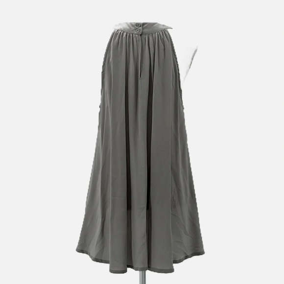 Sarah Stewart Silk Halter Neckline Tunic Length Blouse in Pearl Gray - Medium - Picture 3 of 8